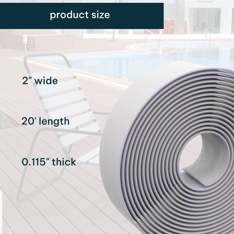 KOMORAX 2 Inch Wide, 20ft Long Vinyl Strap - Replacement Straps for Patio Chairs - Vinyl Strapping for Patio Furniture Repair - Durable Seat Repair Kit for Lawn Chairs, Outdoor Furniture (White) - Image 3